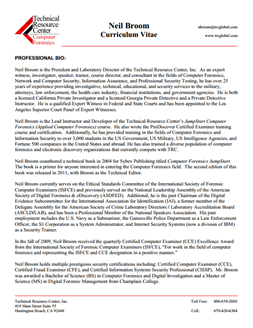 CV for Neil Broom Expert Witness in Computer Forensics Investigations in San Jose California